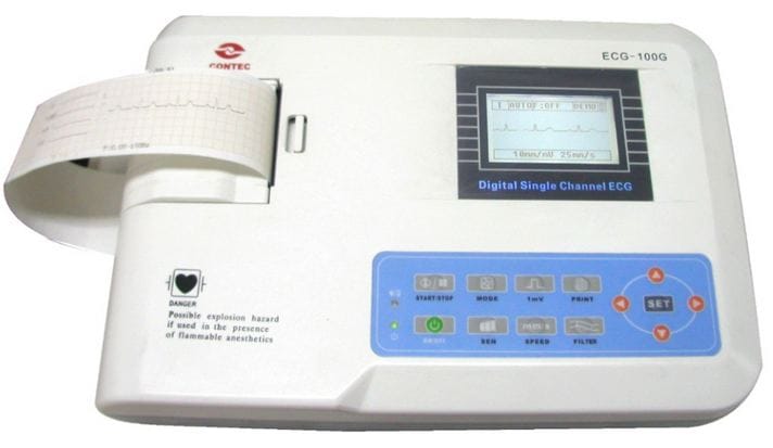 Electrocardiógrafo portátil, 1 canal, Pantalla, ECG, ECG100G