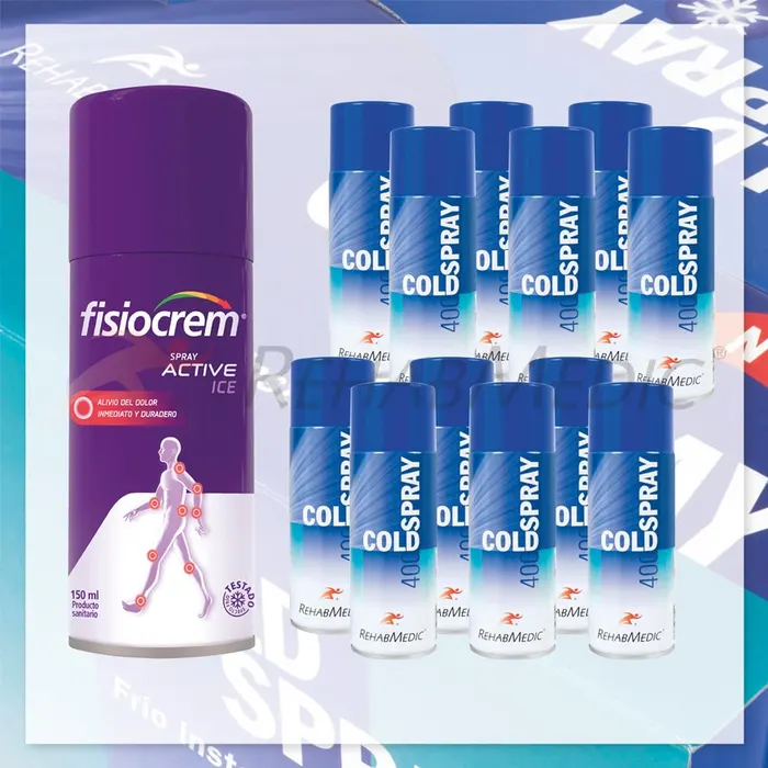 Pack Cold Spray RehabMedic (12) + REGALO Fisiocrem Spray Active Ice 150ml  (1) 